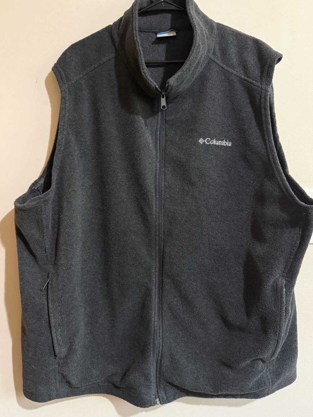 Columbia Big and Tall Dark Charcoal Gray Fleece Vest - Full Zip